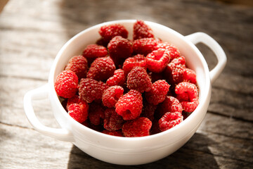 raspberries in a bowl