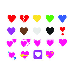 Set of hearts emoji vector