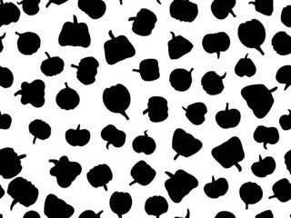 Black silhouettes of pumpkins on a white background seamless pattern. Design for wrapping paper, banners, posters and advertising materials. Vector illustration
