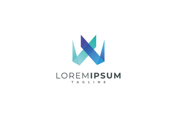 Fototapeta premium Letter w creative 3d modern new business logo