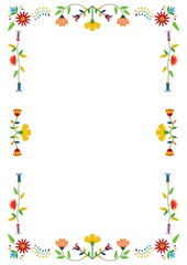 Mexican Otomi, Tenango embroidery style frame. Ethnic floral design. For fiesta invitation, greeting card, banner, flyer.