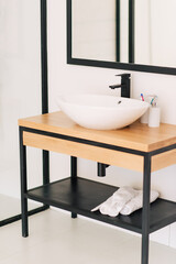 Fototapeta na wymiar modern bathroom interior with furniture