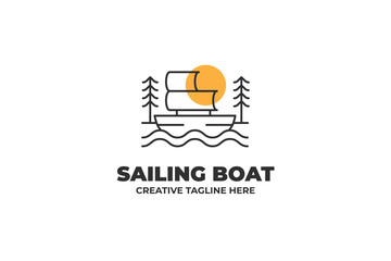 Sailing Boat Nautical Monoline Logo