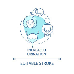 Increased urination blue concept icon. Frequent peeing causes dehydration. Sign of diabetes. Fluid loss abstract idea thin line illustration. Vector isolated outline color drawing. Editable stroke
