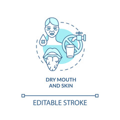 Dry mouth and skin blue concept icon. Dehydration symptom. Saliva deficiency. Body fluid loss abstract idea thin line illustration. Vector isolated outline color drawing. Editable stroke