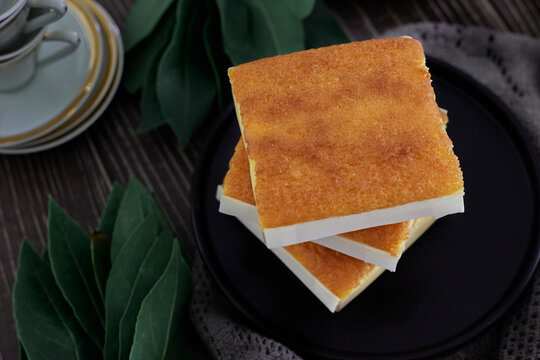 square butter cake. sobao pasiego typical Spanish.