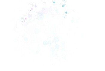 Light Purple, Pink vector backdrop with lines, circles, rhombus.