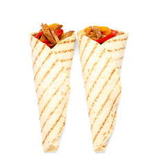 Tasty Fajitas on white background