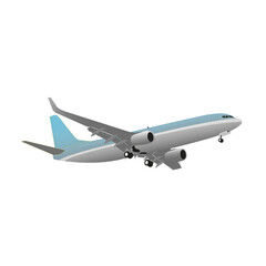 Airplane flying around the globe isolated on white background. Vector Illustration