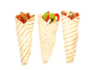Tasty Fajitas on white background