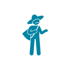 cartoon shepherd holding stick with tunic and turban