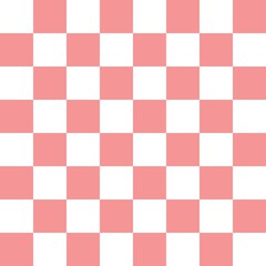 White and pink checkerboard pattern background. Check pattern designs for decorating wallpaper. Vector background.
