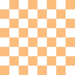 White and orange checkerboard pattern background. Check pattern designs for decorating wallpaper. Vector background.