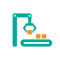 the crane loads the boxes onto the belt