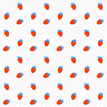 seamless pattern with  polka dot and starwberry
