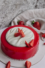 strawberry cake on a white background