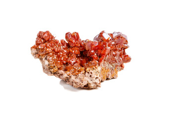 Macro mineral stone Vanadinite on a white background