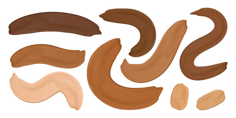 Paint Make Up Foundation Smudges. Liquid Concealer Gel. Color Female Strokes. Face Shade Background. Brown Foundation