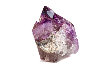 Fototapeta premium Macro Mineral Stone Amethyst together smoky quartz, rauchtopaz on a white background