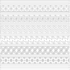 ethnic pattern. Handmade. Horizontal stripes. Black and white print for your textiles. Vector illustration.