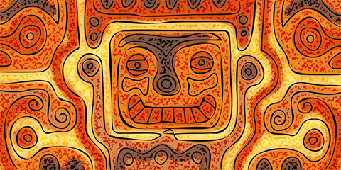 Abstract creature in ethnic style. Vector banner.	