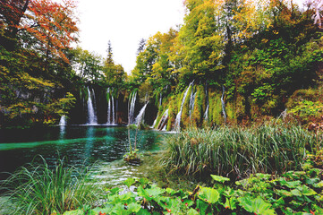 Beautiful Landscape at Plitvice Lakes National Park.