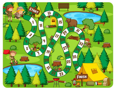 Path board game camping theme