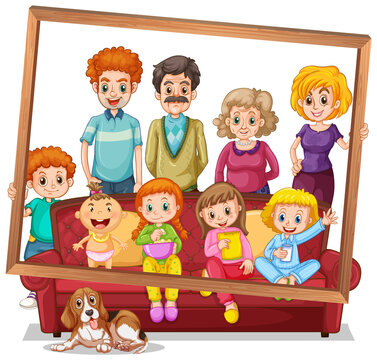 Isolated family picture with photo frame