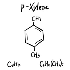 p-Xylene Molecule Formula Hand Drawn Imitation