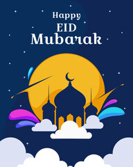 Eid Mubarak celebration day. Ramadan fasting month. Hari raya Idul Fitri lebaran. Eid ul-Fitr day. Ramadhan month. 