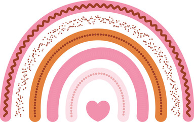 boho rainbow vector, Pastel boho rainbow vector art, Cute boho rainbow with heart,  Bohemian rainbow, Modern rainbow in boho style

