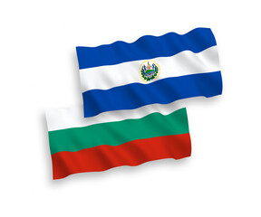 Flags of Republic of El Salvador and Bulgaria on a white background