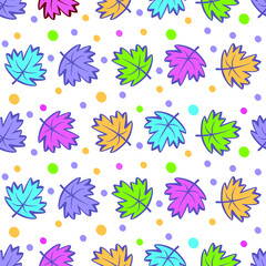 seamless pattern colorful maple leaf with circle ornament, pattern art leaf for wallpaper_fabric textile_social media background and website 