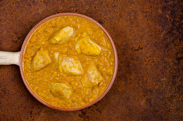 Curry with vegetables, lentils and meat