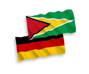 Flags of Co-operative Republic of Guyana and Germany on a white background