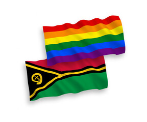 Flags of Republic of Vanuatu and Rainbow gay pride on a white background