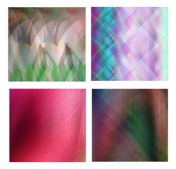 set of four gradient backgrounds in holographic styles