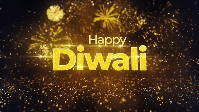Happy diwali golden wishes on black background 2021 4k footage