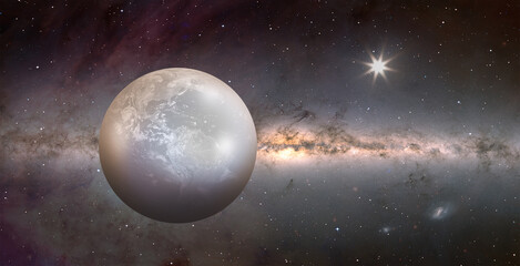 Glass globe (Earth) inside a pearl  with lot of stars "Element s of this image furnished by NASA "