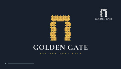 Luxury Golden Gate Logo Design with Abstract Concept