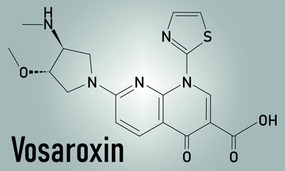 Fototapeta premium Vosaroxin cancer drug molecule. Skeletal formula.