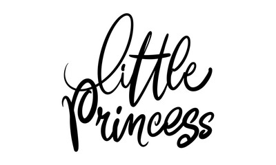 Little Princess lettering design. Feminine calligraphy. Vector illustration for girl clothes, poster, art.
