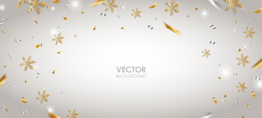 雪の結晶背景　ベクター素材　白