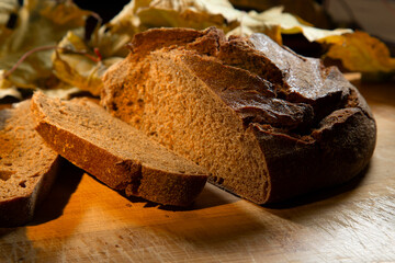 Rye bread just came out of the oven.Rye bread on the board.