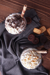 Milk and chocolate milkshake.