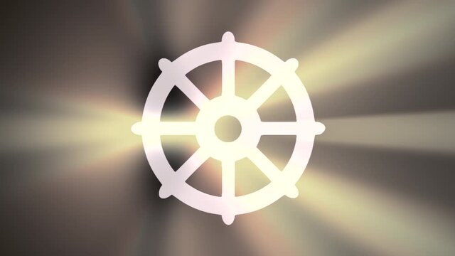 Wheel of Dharma. Religious symbol of Buddhism and Hinduism