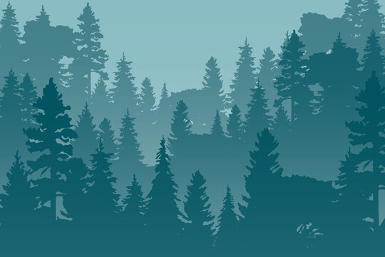 trees silhouettes background. Vector illustration © TetiSof