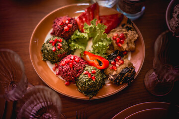 Traditional Georgian cuisine background. 