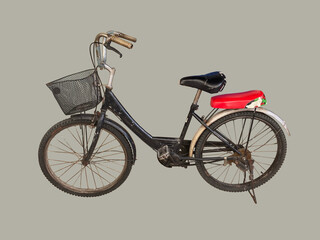 old bicycle isolated on gray background