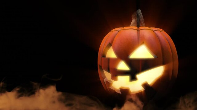 Shining Jack-O-Lantern. Halloween pumpkin with scary face.